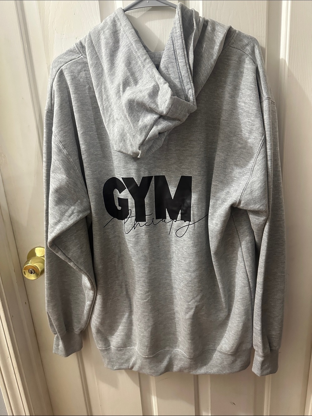 GYM therapy Printed Gray Hooded Men's Sweatshirt